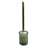 Suport din sticla cu perie wc cu maner din inox, Frandis, 8x37 cm, verde
