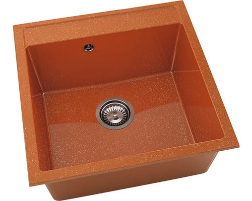 Chiuveta Bucatarie Cu O Cuva Fat Avangard 225 51x51 Cm, Fara Picurator, Marmura Compozita Silver Orange