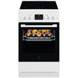 Aragaz Electrolux LKR540202W, Electric, Plita vitroceramica, 4 zone de gatit, Cuptor electric multifunctional, Clasa A, 50 cm, Alb
