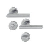 Maner usa interior, Hoppe Amsterdam, cu rozeta pentru baie, material inox, anti-microbian