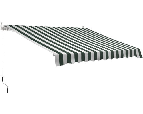 Copertina Retractabila Manuala cu Brat Articulat 3x2,5 m Poliester Dungi Verde Alb