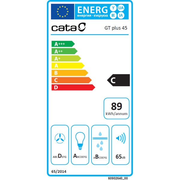 Hota Incorporabila CATA GT-Plus 45 BK, 1 Motor, 645 m3/h, L 50 cm, Negru