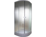 Set cabina de dus semirotunda cu cadita dus joasa 80x80x195 cm sticla securizata mata profil alb