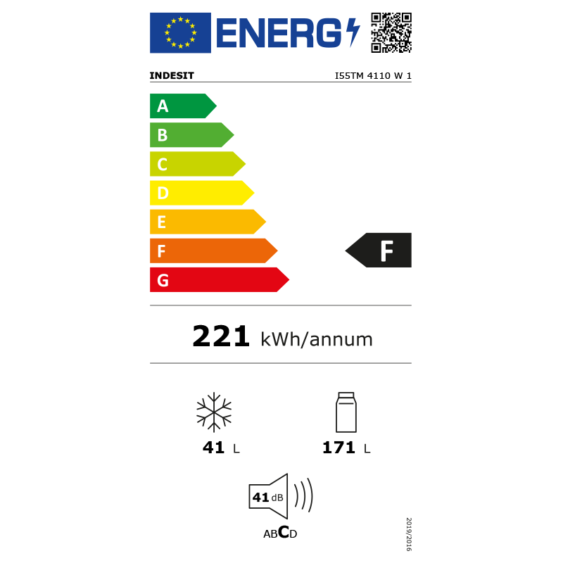 Frigider cu doua usi INDESIT I55TM 4110 W, 212 l, H 144 cm, Clasa F, Alb