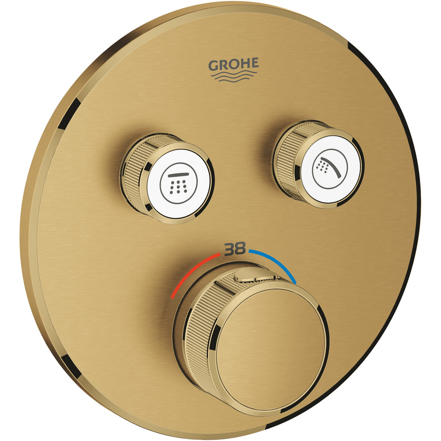 Unitate control Grohe Grohtherm Smartcontrol 29119GN0, 1/2'', 2 iesiri, termostat, incastrat, necesita valva incastrata, mat, auriu