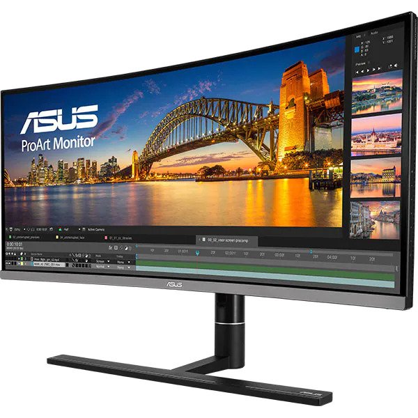Monitor curbat LED IPS ASUS ProArt PA34VC, 34", UltraWide QHD, 100Hz, Negru