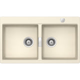Chiuveta granit Schock Horizont N-200 Cristadur Magnolia 860 x 500 mm cu sifon automat, granit, montare pe blat, alb cremos