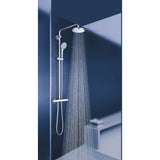 Sistem de dus cu termostat Grohe Euphoria System 180, montare aparenta, ajustabil, anti-calcar, para dus inclusa, Crom