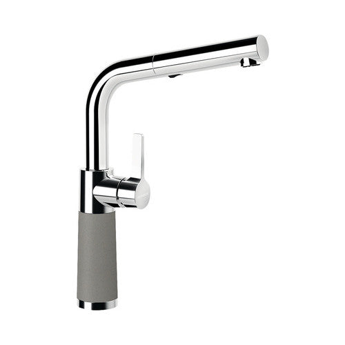 Baterie bucatarie inalta cu dus extractibil SC-540, 2 tipuri de jet, cartus ceramic, Cristadur Silverstone, gri