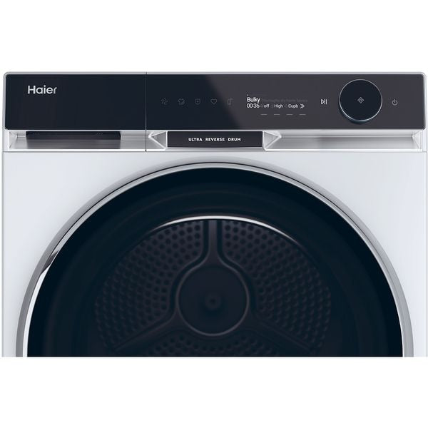 Uscator HAIER HD90-A3Q397U1-S, Pompa de caldura, motor Inverter, clasa C, 9 kg, conectivitate WiFi/ hOn, i-Refresh Pro, Display TFT, Twin Turbo, Dry Sensor, alb