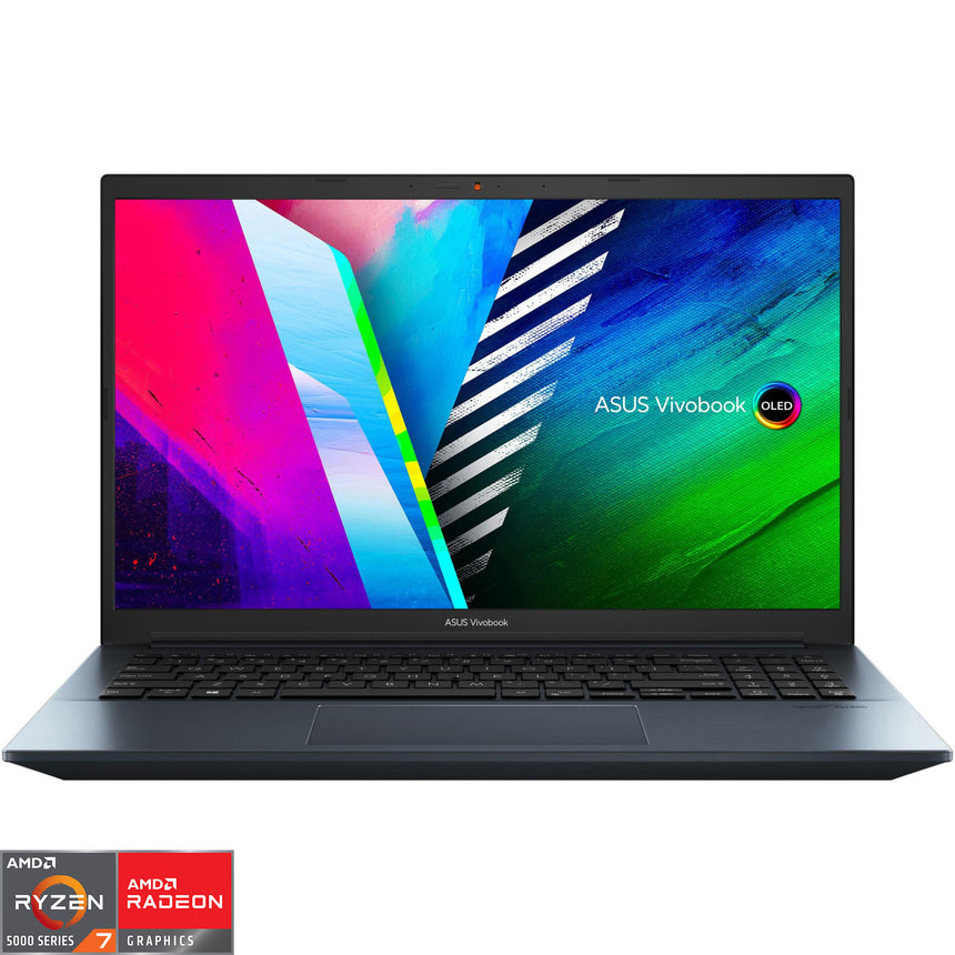 Laptop ASUS Vivobook Pro 15 M3500QA cu procesor AMD Ryzen™ 7 5800H, 15.6", Full HD, OLED, 8GB, 512GB SSD, AMD Radeon™ Graphics, No OS, Quiet Blue