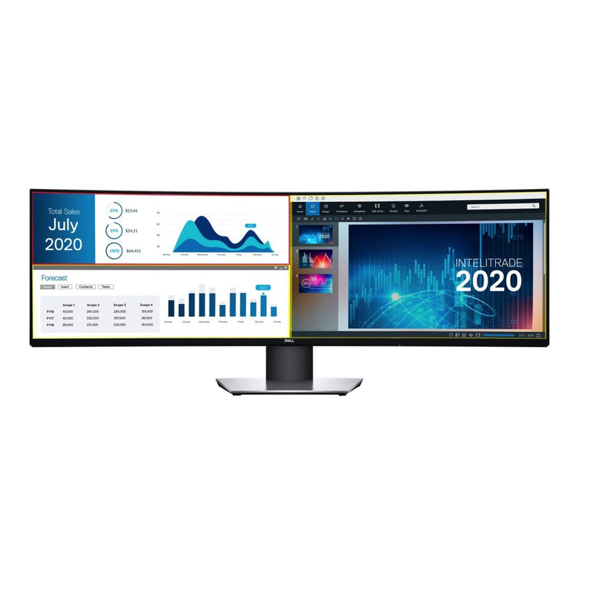 Monitor curbat LED IPS Dell 49", Dual QHD, Display Port, Negru