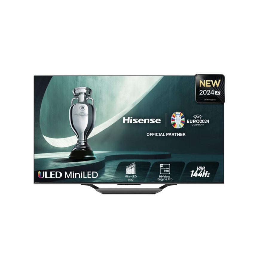 Televizor, Hisense, 55", U7NQ, 4K Ultra HD 3840x2160, ULED, FALD, Quantum Dot, 144Hz, IPS, HDR 10+, HLG, Dolby Vision IQ, Dolby Atmos, Smart TV, WiFi 5GHz, WiFi Direct, BT, Anyview Cast, 4xHDMI , 2xUSB, LAN, CI+, DVB-T2/C/S2, Negru