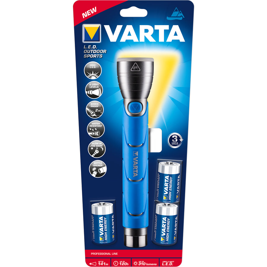 Lanterna LED Varta Outdoor Sports, 5W, 310 lm, 3C, Albastru