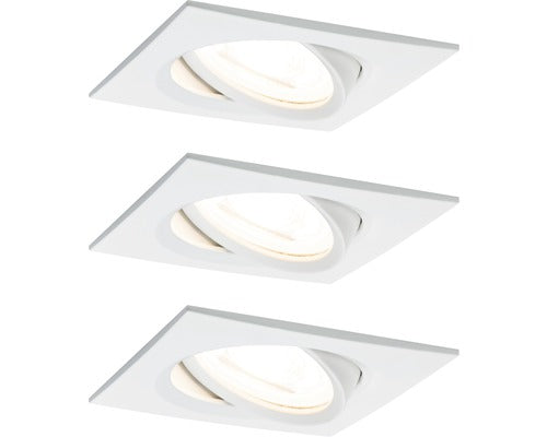 Spoturi Led Incastrate Nova Gu10 6, 5w 84x84 Mm, Becuri Led Incluse, Alb Mat, Pachet 3 Bucati