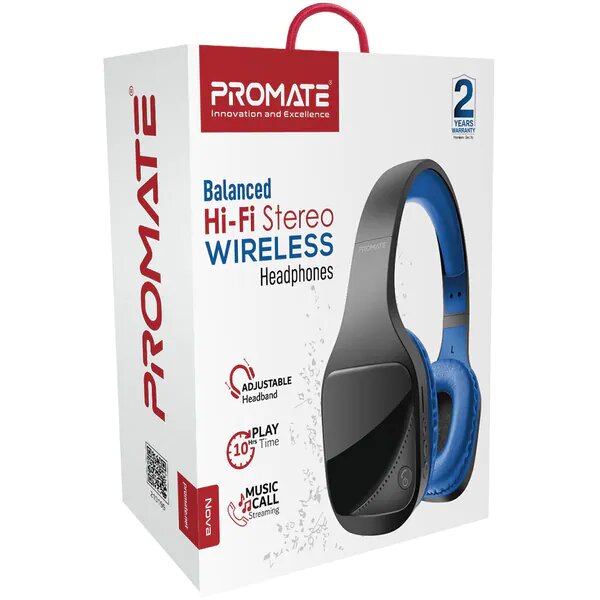 Casti PROMATE Nova, Bluetooth, On-ear, Microfon, Negru-Albastru