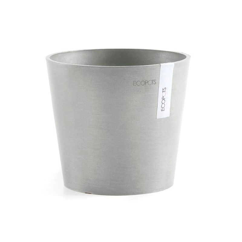 Ghiveci din plastic reciclat Ecopots Amsterdam Mini, 17 cm., Alb Gri