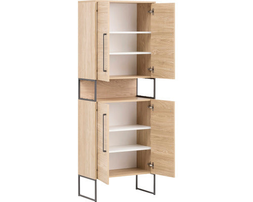 Dulap Baie Inalt Limone H 650, 4 Usi, PAL, 183,4x65,2 cm, Stejar Deschis