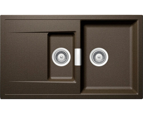 Chiuveta Bucatarie Cu 1 Cuva + ½ Schock Mono D-150 86x51 Cm, Cu Picurator, Reversibila, Cristadur Bronze