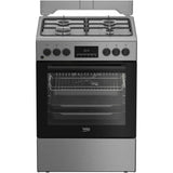 Aragaz Beko FBSM62320TXD, Mixt, 4 arzatoare, 72 l, Aprindere electrica, SteamShine Cleaning, Clasa A, 60 cm, Inox