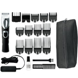 Aparat de tuns barba Wahl Grooming 09854-2916, alimentare acumulator, 180 minute autonomie, 19 trepte taiere, lame carbon, 12 capete ghidare incluse, negru