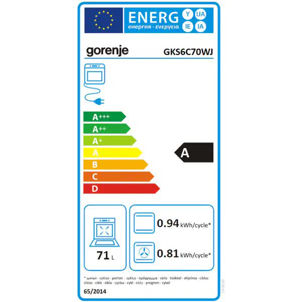 Aragaz GORENJE GKS6C70WJ, 4 Arzatoare, Gaz, Electric, L 60 cm, Grill, Alb