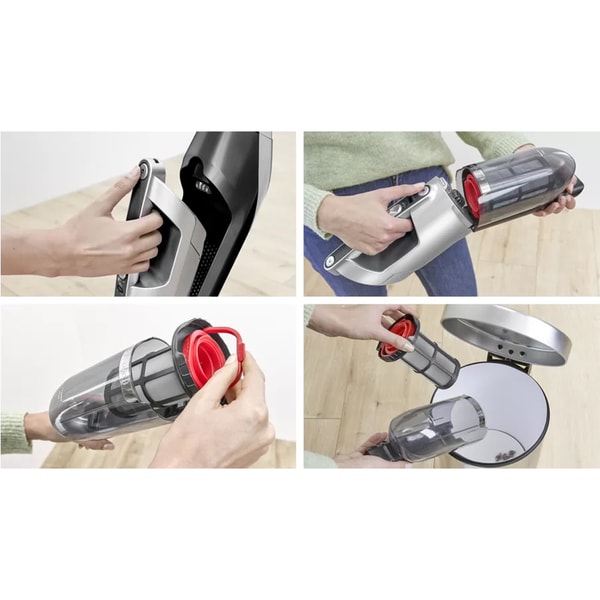 Aspirator fara fir, Bosch, BCH3P210, Flexxo 2 in 1, baterie Li-Ion de 21,6 V, timp de functionare 50 de minute, depozitare incorporata pentru accesorii, Gri