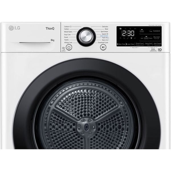 Uscator LG RH80V3AVBN 8 kg, uscator cu pompa de caldura, functie ThinQ™ WiFi, alb