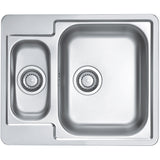Chiuveta bucatarie Alveus Line 50 leinen, orientare cuva pe dreapta, 615x500 mm, adancime cuva mare 160 mm, sifon inclus, Inox