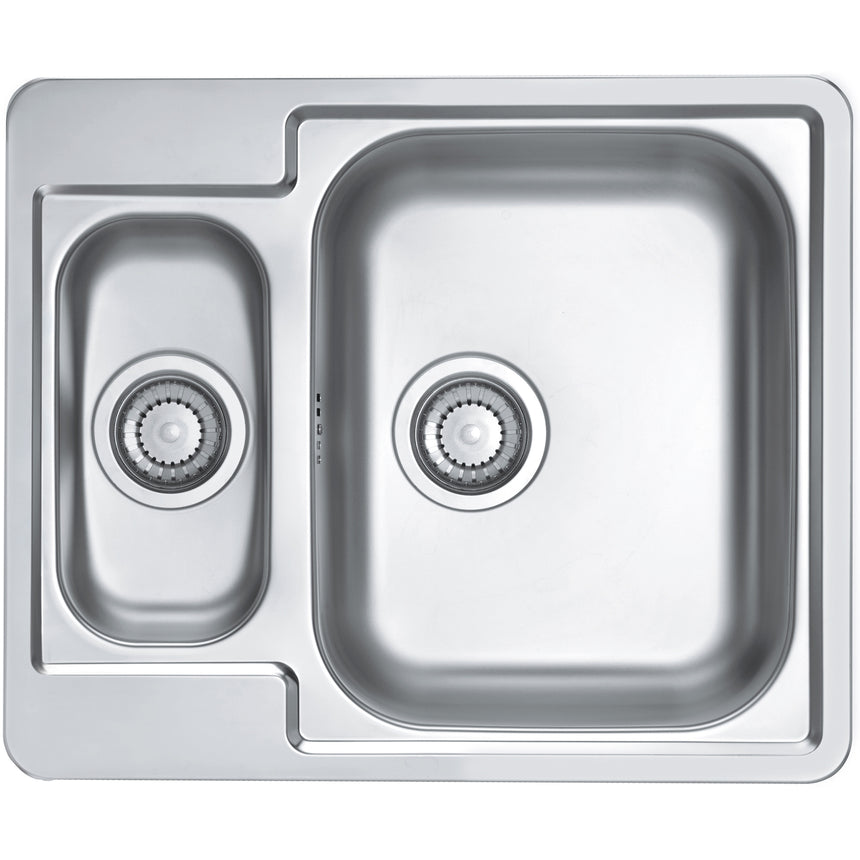 Chiuveta bucatarie Alveus Line 50 leinen, orientare cuva pe dreapta, 615x500 mm, adancime cuva mare 160 mm, sifon inclus, Inox