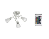 Plafoniera Cu Spoturi Dakar-c E14 3x4w, Becuri Led Rgb Incluse, Cu Telecomanda