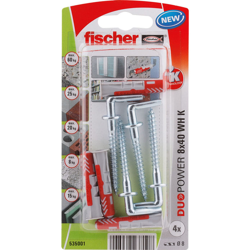 Diblu fischer nylon universal DUOPOWER, 8x40 WH K, set 4 buc