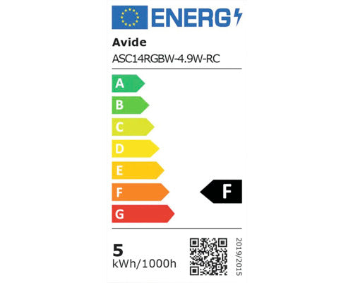 Bec Led Rgbw Avide E14 4, 9w 470 Lumeni, Glob Mat Lumanare, Cu Telecomanda