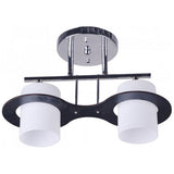 Lustra Olaf metal crom cu negru,abajur sticla alba, 2X60W,dulie E27