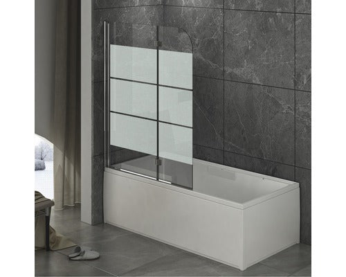 Paravan Cada Basano, 112x142 cm, 2 Elemente, Sticla Decor Dungi, Profil Crom