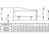 Cadita de Dus Patrata Radaway Korfu C, 90x90x48 cm, Acril, Montaj cu Panou, 4C99400-03, Alb