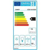 Hota decorativa Candy CCE116/1XGG, capacitate de absorbtie 285m3/h, 3 trepte de viteza, iluminare Led, clasa A, 60 cm, inox