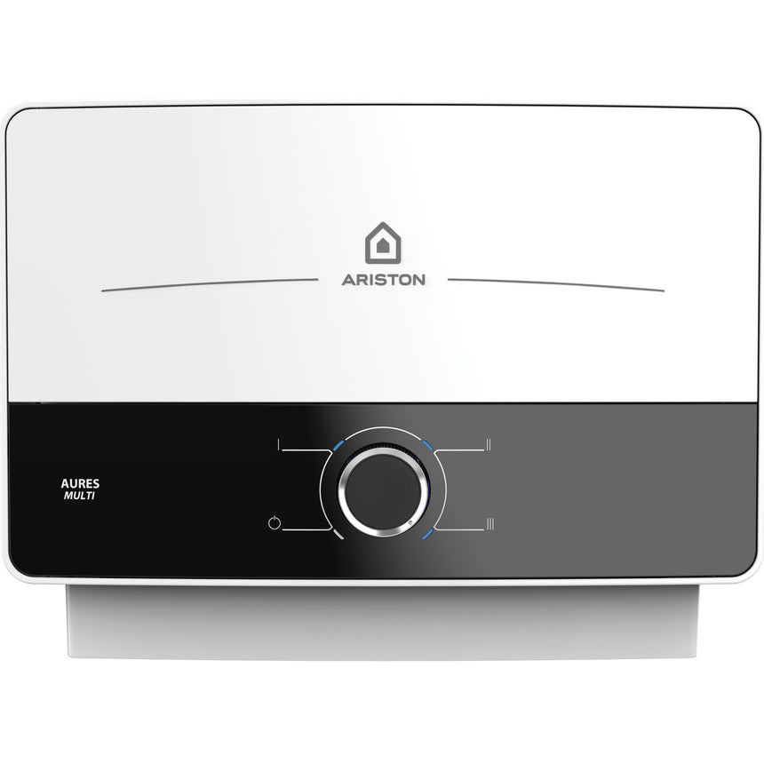 Incalzitor instant electric pentru apa Ariston AURES MULTI, Instalare multi-point, Protectie electrica IP25, Termostat cu siguranta dubla, 3 trepte putere, Senzor de debit, Supapa de siguranta externa