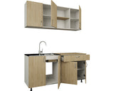 Mobila de Bucatarie Roma, L160 cm, Alb/Lemn Natural