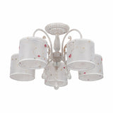 Candelabru Provance, 5 becuri, dulie E27, alb+insertii multicolore, Klausen
