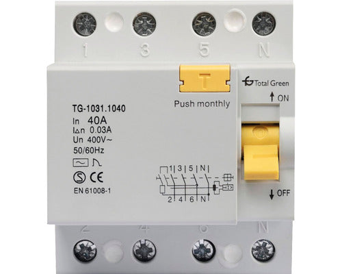 Intreruptor Automat Cu Protectie Diferentiala Total Green Rcbo 3p+n 40a 6ka/30ma, Curba C