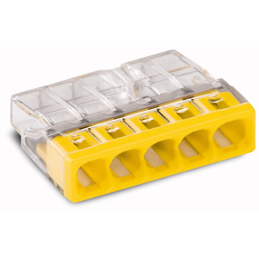 Set 100 cleme (conectori) Wago 2.5 mmp 2273-205, compact, borna cu arc, cablu masiv, 5 fire, 24A