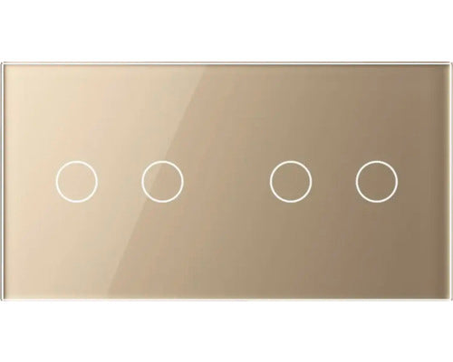 Panou Din Sticla Livolo Auriu, Pentru 2 X Intrerupator Dublu Cu Touch