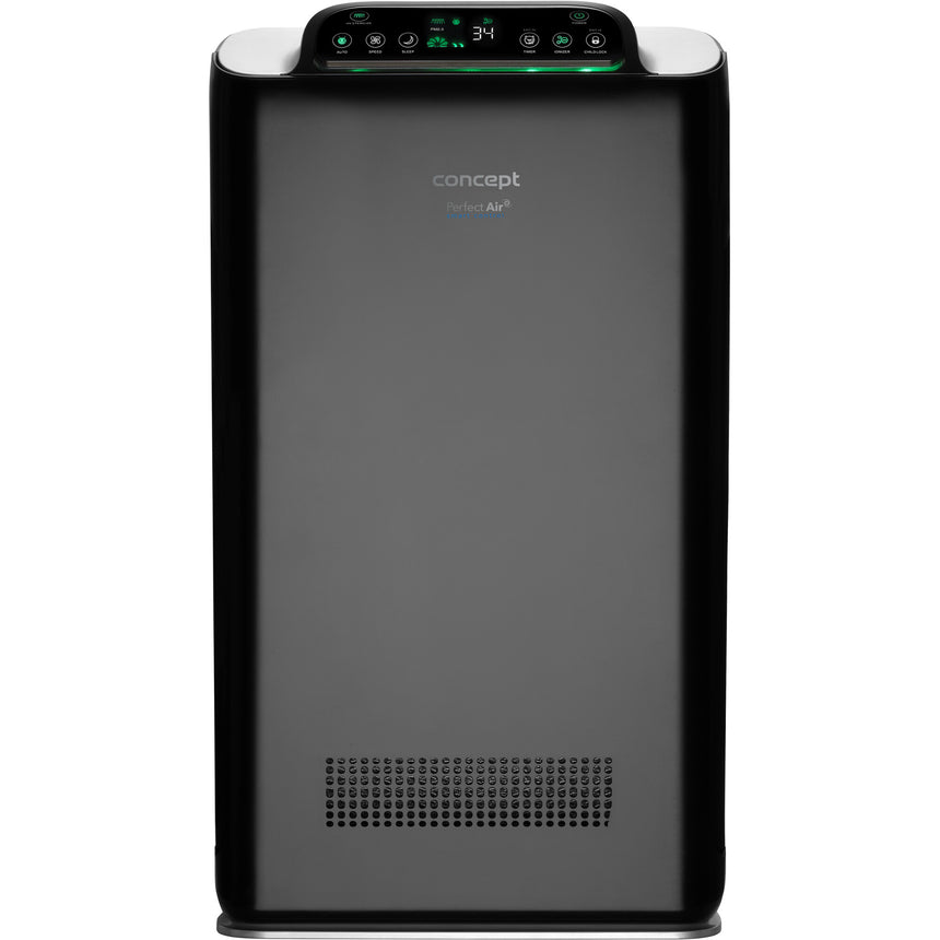 Purificator Concept CA2000, 80 W, 320 m3/h, 5 trepte filtrare, Timer, Senzor particule, Telecomanda, H 65 cm, Negru