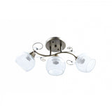 Lustra Crush cu 3 surse de iluminare, 3 x E27, Alb transparent + Bronz