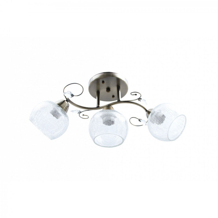 Lustra Crush cu 3 surse de iluminare, 3 x E27, Alb transparent + Bronz