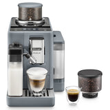 Espressor automat De'Longhi Rivelia EXAM440.55.G, 0132215472, 1450W, 18 tipuri de bauturi, 19 bari, 2 recipiente pentru boabe, Tehnologie Bean Adapt, Carafa de lapte cu tehnologie LatteCrema Hot, Gri
