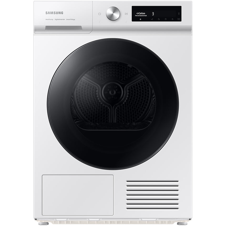 Uscator de rufe Samsung Bespoke DV90BB7445GWS7, Pompa de caldura, 9 kg, Clasa C, QuickDrive, AI Control, SmartThings WiFi, AI Dry, Alb