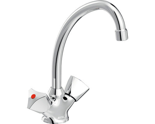 Baterie Avital Bucatarie Cu Dubla Comanda Sula, Obertain Ceramic 1/2”, Aerator M22, Crom