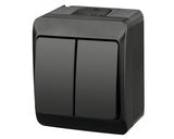 Intrerupator Dublu Hermes Ip44 Negru, Montaj Aplicat
